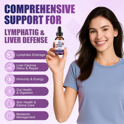 Liposomal Lymphatic Drainage Drops, 26 in 1 Liver Cleanse Detox & Repair with Milk Thistle, Echinacea, Glutathione, Vitamins, Lymph-Liver Cleanse,