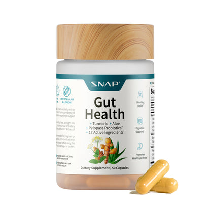 Snap Supplements Gut Health Lipase Supplement with Probiotics for Women & Men, Digestive Enzymes & Prebiotics - Turmeric, Aloe