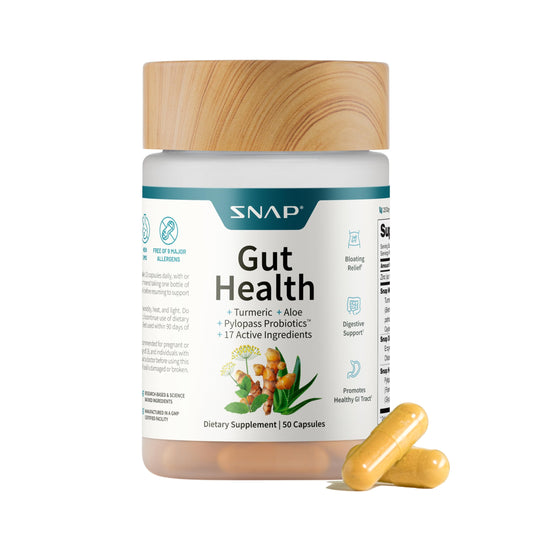 Snap Supplements Gut Health Lipase Supplement with Probiotics for Women & Men, Digestive Enzymes & Prebiotics - Turmeric, Aloe