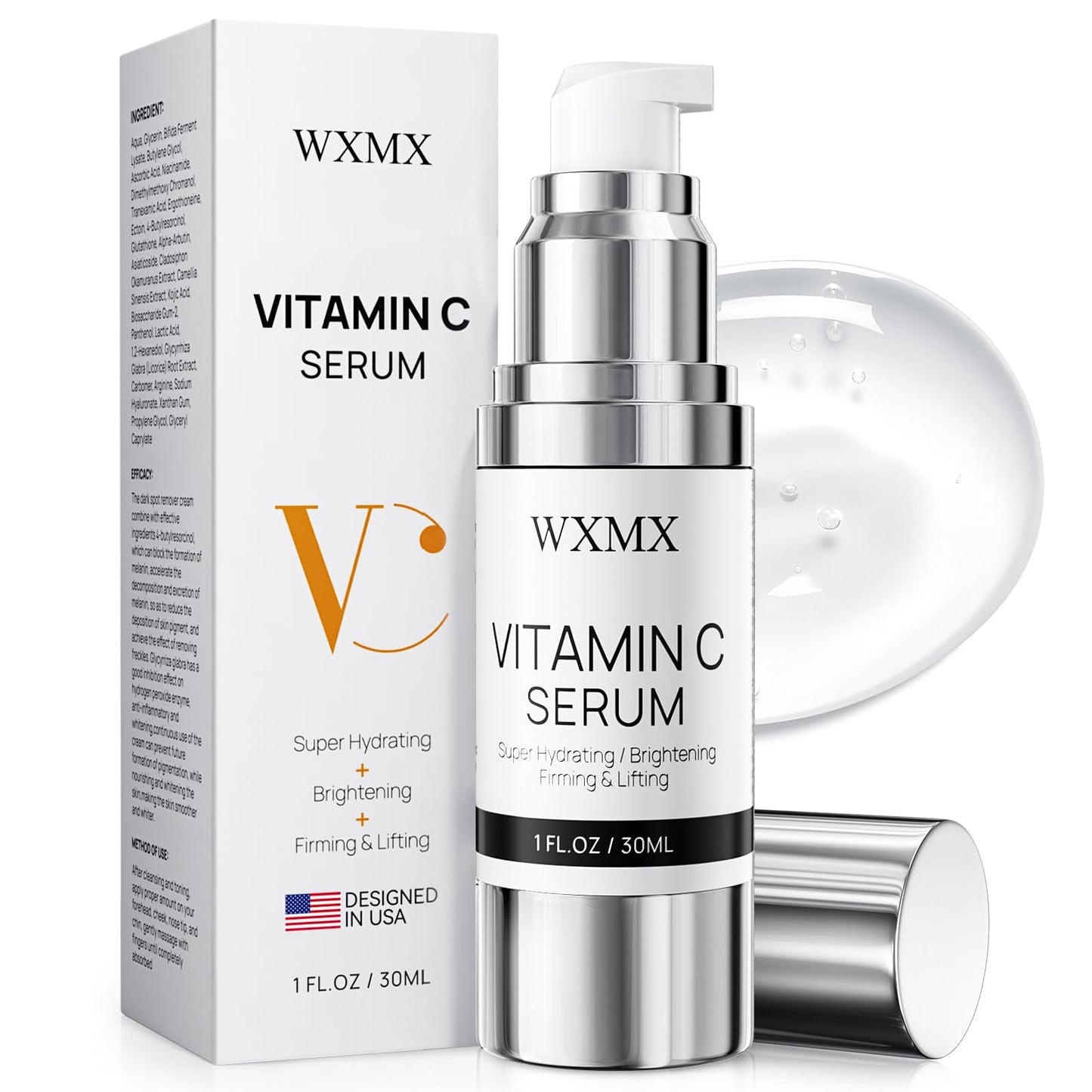 Super Vitamin C Serum for Face: All-in-One Hydrating Anti-Aging Formula by Vitamin C, Hyaluronic Acid, Caffeine-Firming, Lifting, Targets Dark Spots,