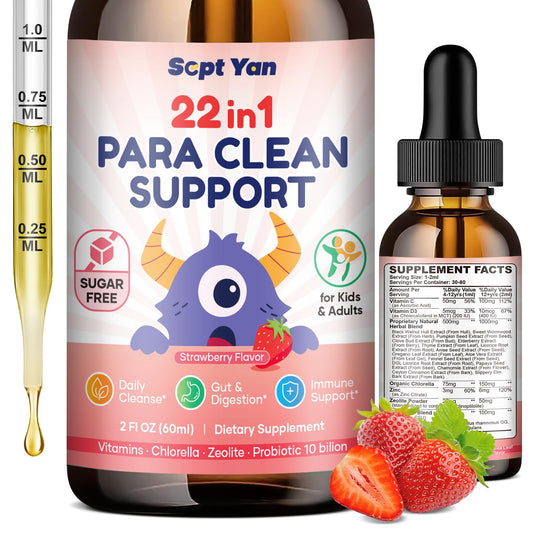 SEPT YAN 22 in 1 Parasite Cleanse for Humans & Kids, Herbal Gut Cleanse Liquid Drops with Wormwood, Black Walnut, Clove, Chlorella, Oregano,