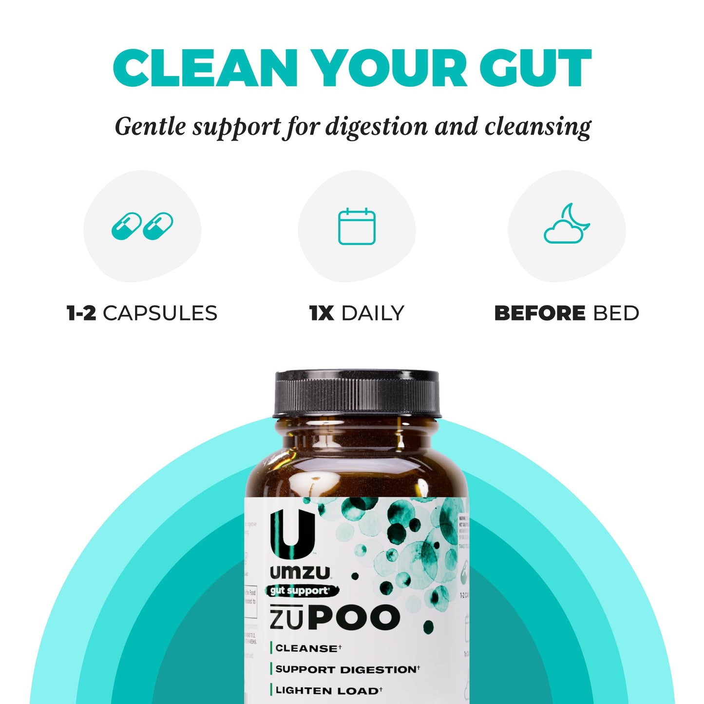 UMZU zuPOO Gut Cleanse Detox, 30 Capsules – 7-Day Natural Colon Cleanse with Cascara Sagrada & Magnesium Citrate – Vegan, Non-GMO