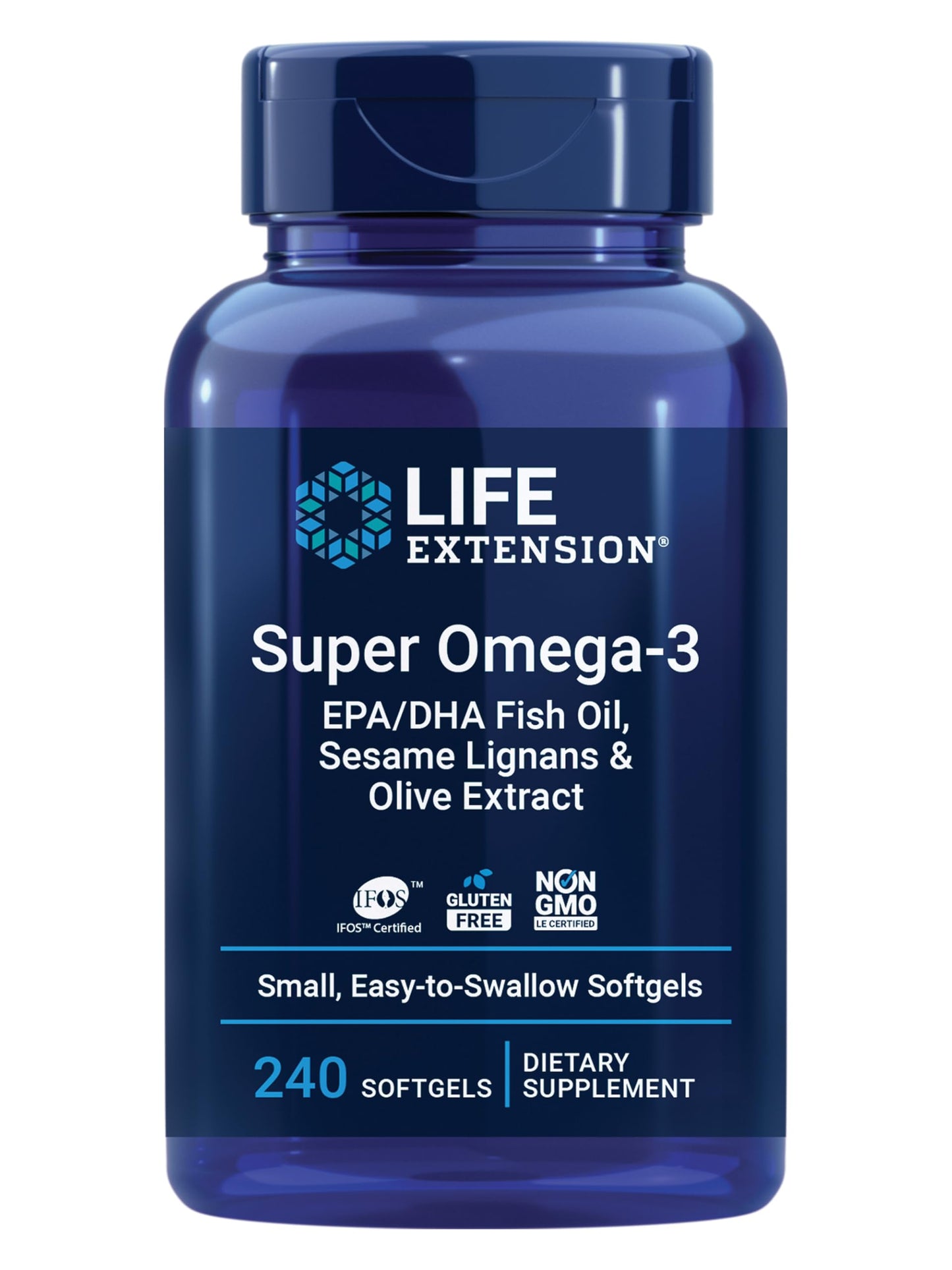 Life Extension Super Omega-3 EPA/DHA Fish Oil, Sesame Lignans & Olive Extract – Heart Health, Brain Health, Inflammation Health Support, Gluten-Free,