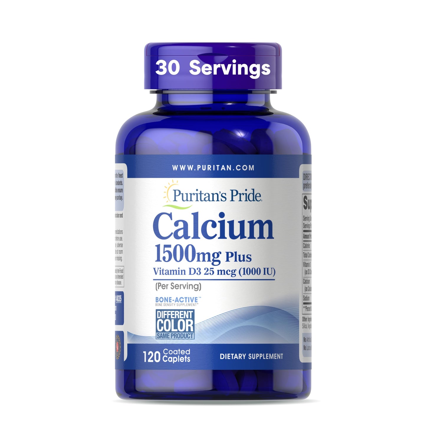 Puritan's Pride Absorbable Calcium 1500 mg Plus Vitamin D3 25mcg 1000 IU, Dietary Supplement for Bone Strength, Heart, Nerve, Muscle