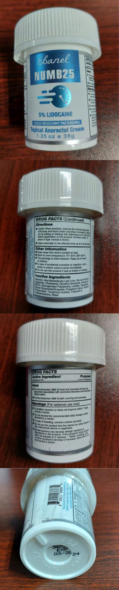 Ebanel 5% Lidocaine Numbing Cream, Pain Relief Burn Itch Numb Cream, Maximum Strength Numb25 Topical Anesthetic with Allantoin, Vitamin E for Local and Anorectal Uses, Hemorrhoid Treatment, 1.35 Oz