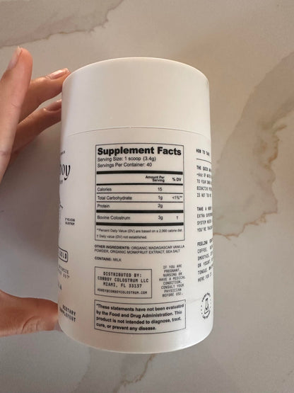 Cowboy - The Exclusive 1st Milking, Whole, Grass Fed Colostrum Supplement for Full Body Health - Bovine Colostrum Powder Packed w/Bioactive Nutrients