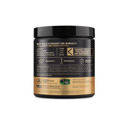 Optimum Nutrition Gold Standard Pre-Workout, Vitamin D for Immune Support, with Creatine, Beta-Alanine, and Caffeine for Energy, Keto Friendly, Blueberry Lemonade