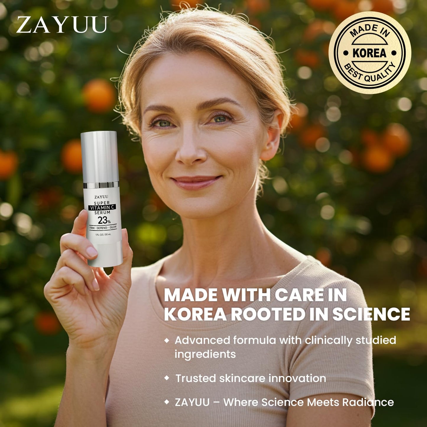 Super Korean Vitamin C Face Serum 23%: Brightening Hydrating Formula with Hyaluronic Acid, Vitamin E & Ferulic Acid — Anti-Aging Serum for Wrinkles,