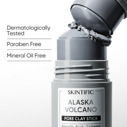 SKINTIFIC Deep Pore Cleansing Blackhead Remover Face Mask Stick, Mud Mask with Natural Alaska Volcano Clay, Gentle Exfoliating, Smoothing Skin