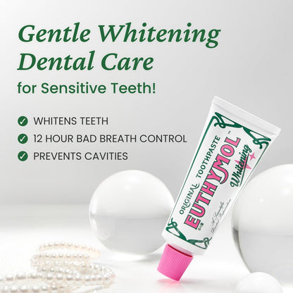 EUTHYMOL Whitening Toothpaste (3.7fl oz) - Stain Removal in 2 Weeks, Long-Lasting Freshness for Sensitive Gum & Teeth. Bad Breath