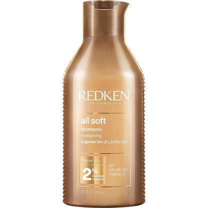 Redken All Soft Shampoo - Moisturizes & Hydrates Dry, Brittle Hair, Gently Cleanses and Softens, With Argan Oil, Safe For Color-Treated Hair, 16.9 Fl Oz
