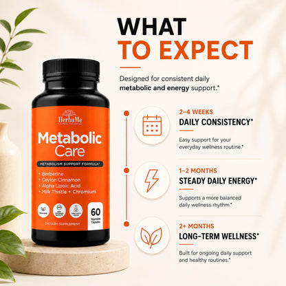 HerbaMe Berberine Supplement with Ceylon Cinnamon, Chromium, Alpha Lipoic Acid, Metabolic Care Supports Metabolism & Cardiovascular Health and Immune System
