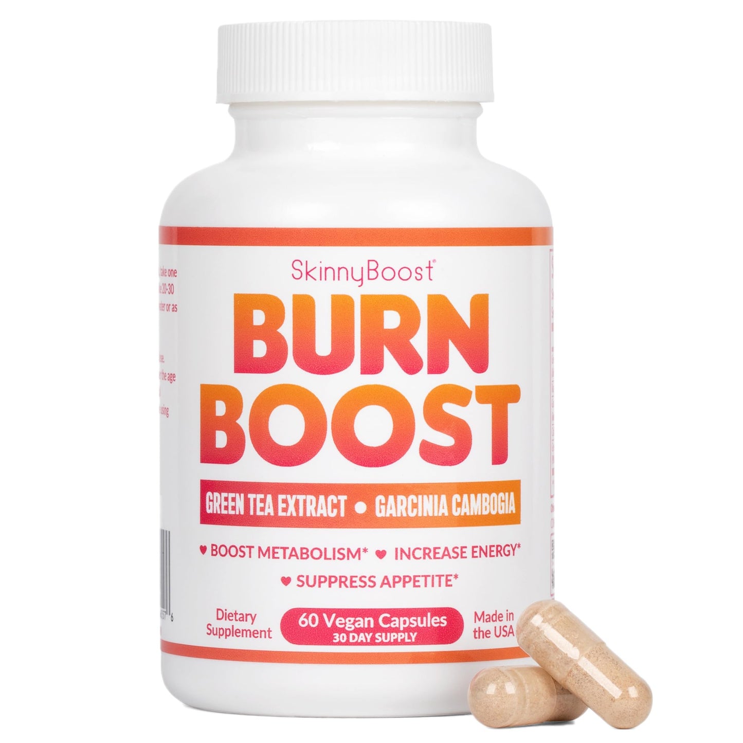 SkinnyBoost Burn Boost Capsules-60 Ct – Natural Vegan Metabolism Support with Green Tea & Garcinia Cambogia -Anotioxidants