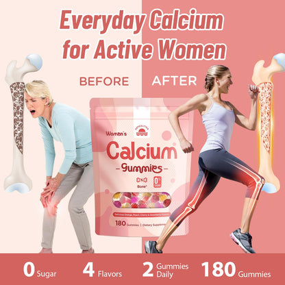 Calcium Gummies for Women – 1500mg Calcium Citrate with Vitamin D3, K2, Magnesium, Zinc, Boron & Soy Isoflavones – Calcium Supplement, Vegan, Zero Sugar, Mixed Fruit Flavors, 360 Count