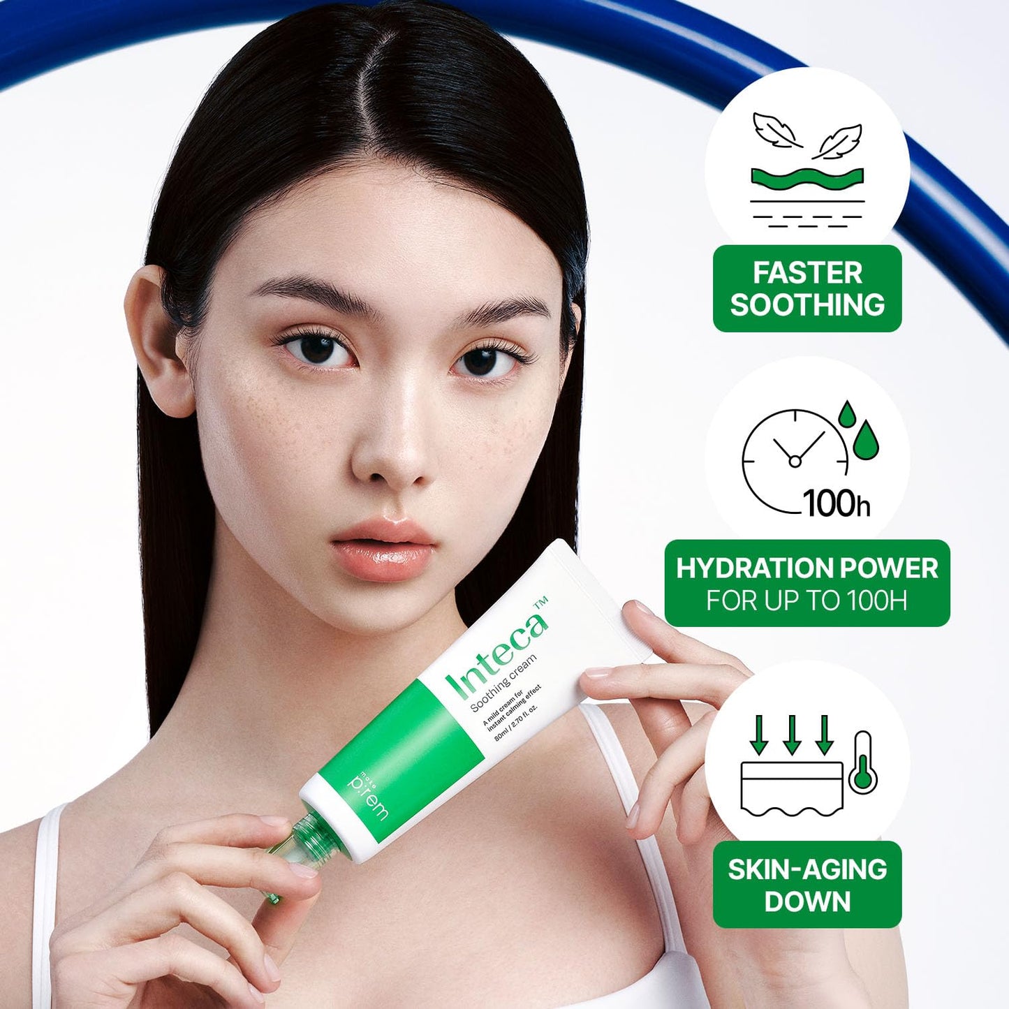 MAKE P:REM INTECA Soothing Cream, Quick Calming Facial Cream with Advanced CICA for All Skin Types, Oily Skin, EVE VEGAN,