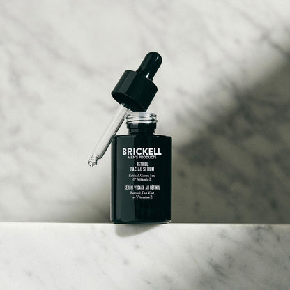 Brickell Men's Retinol Skin Care Serum Treatment For Firming Face Lines & Eye Wrinkles, Deep Hydrating Facial Serum For Anti-Aging, With Retinol, Aloe,