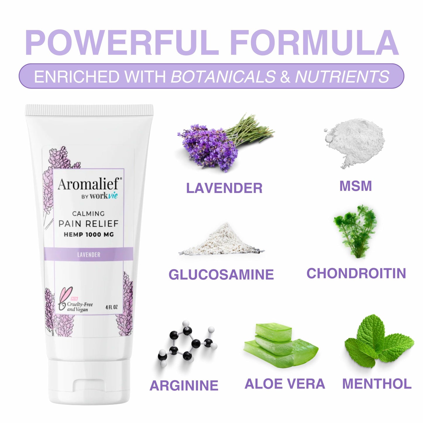 Hemp Cream with Lavender Aromatherapy - 1000MG Made in USA - Muscle & Joint Relief - Menthol, Glucosamine, Chondroitin MSM - Vegan AromaliefBuy Supplements Australia