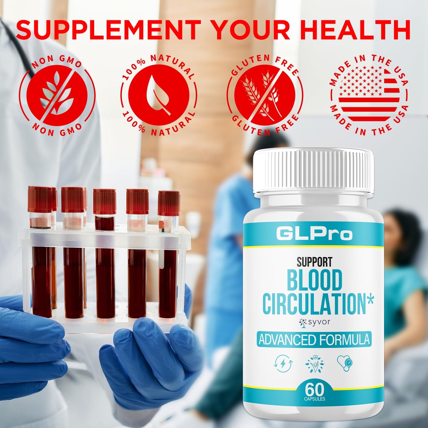 GLPro Blood Capsules, Official GLPro Blood Health Support Pills with All Natural Ingredients, Advanced Formula Supplement with Maximum Strength Premium Vitamins for Women and Men (60 Capsules) Syvor buy supplements Au