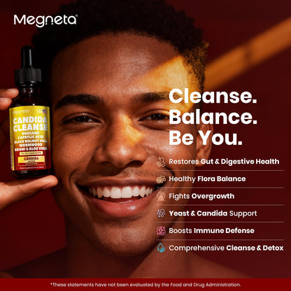 Candida Cleanse Detox with Triple-Targeting Technology, All-in-1 Synergy Formula with Caprylic Acid, Oregano, Black Walnut & Wormwood – Yeast Detox, Gut Health