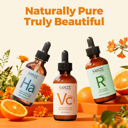 SAISZE Vitamin C Serum for Face, Facial Serum for Dark Spot, Skin Care Gifts for Women, Mothers Day gifts, Anti Aging with Vitamin C, Hyaluronic Acid, 60ml