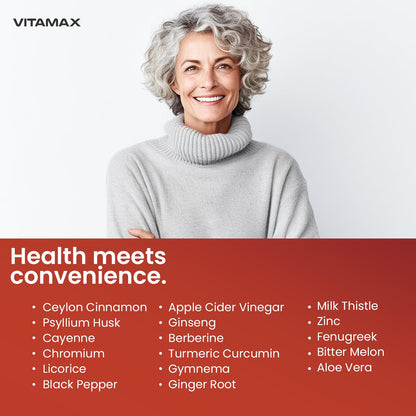 Ceylon Cinnamon, Apple Cider Vinegar, Turmeric - Gluco Health Support - Panax Ginseng, Berberine, Bitter Melon Milk Thistle Fenugreek -