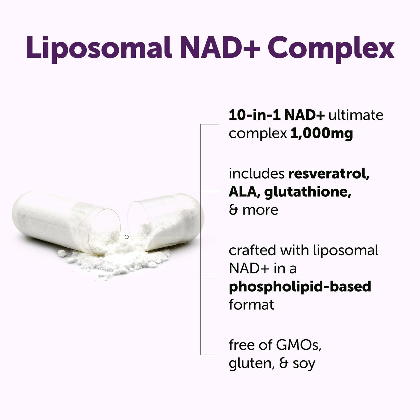 Micro Ingredients Liposomal NAD+ Ultimate Complex 1,000mg | 60 Veggie Capsules | NMN Pathway Formula | 10-in-1 with Resveratrol, Glutathione, & Astaxanthin