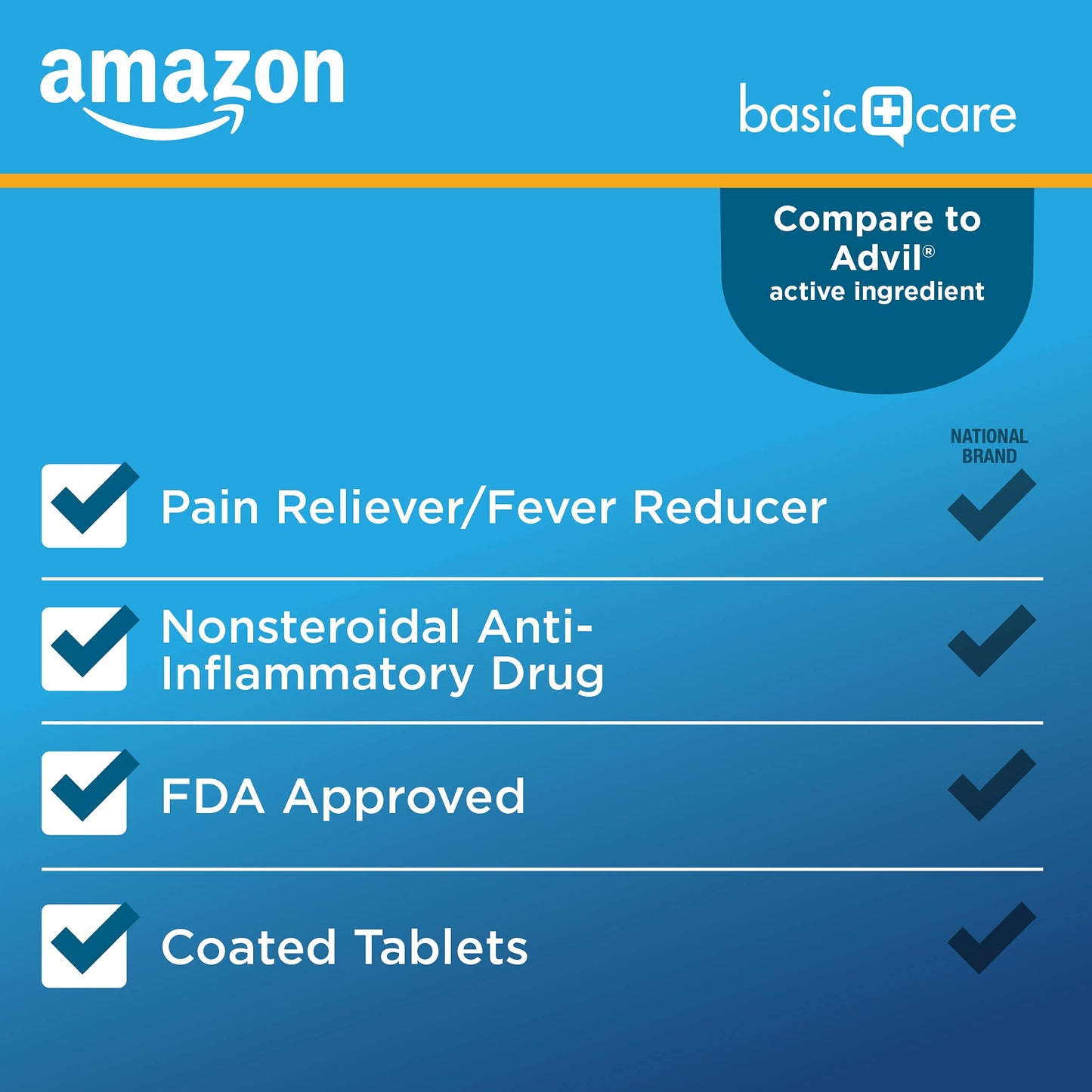 Amazon Basic Care Ibuprofen Tablets, 200 mg, Pain Reliever and Fever Reducer, For Headache, Muscular Aches, Arthritis, Backache, Menstrual Pain, 100 Count (Pack of 1) Amazon Basic Care buy supplements Au