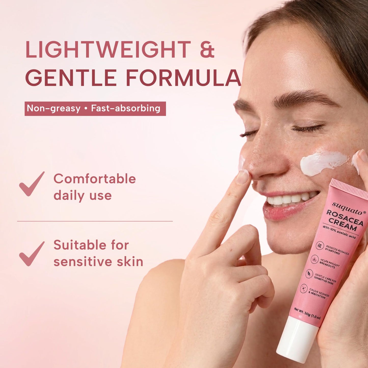 suquato 10% Azelaic Acid Cream – Rosacea Treatment for Face & Redness Reducing Face Cream – Redness & Blemish Care for Sensitive Skin