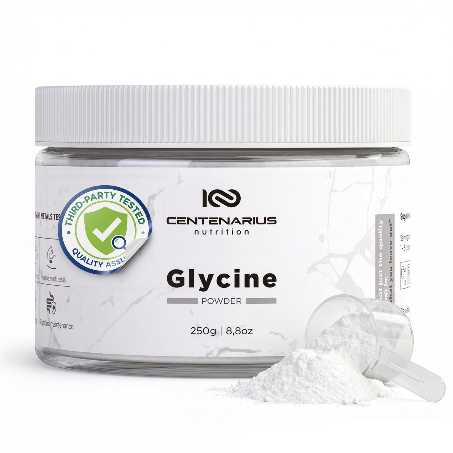 Premium Glycine Powder 250g | Amino Acids Supplement for Post Workout Muscle Recovery, Digestion, Sleep Aid + More - Vegan, Additive-Free