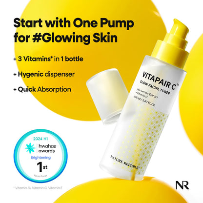 Nature Republic Vitapair C Glow Facial Toner | Hydrating Vitamin Toner with Niacinamide, for Radiance & Even Skin Tone, Non-Greasy