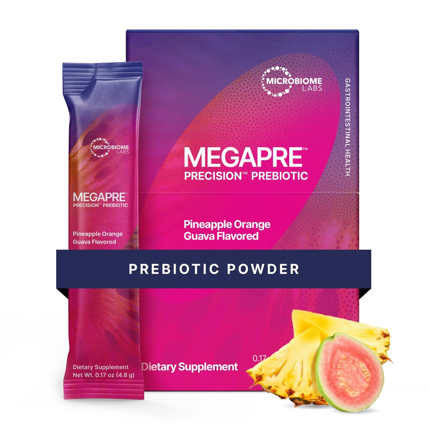Microbiome Labs MegaPre Prebiotic Fiber Powder for Women, Men & Kids - Pre-Dosed Prebiotic Fiber Supplement Powder with Clinically Tested Oligosaccharides