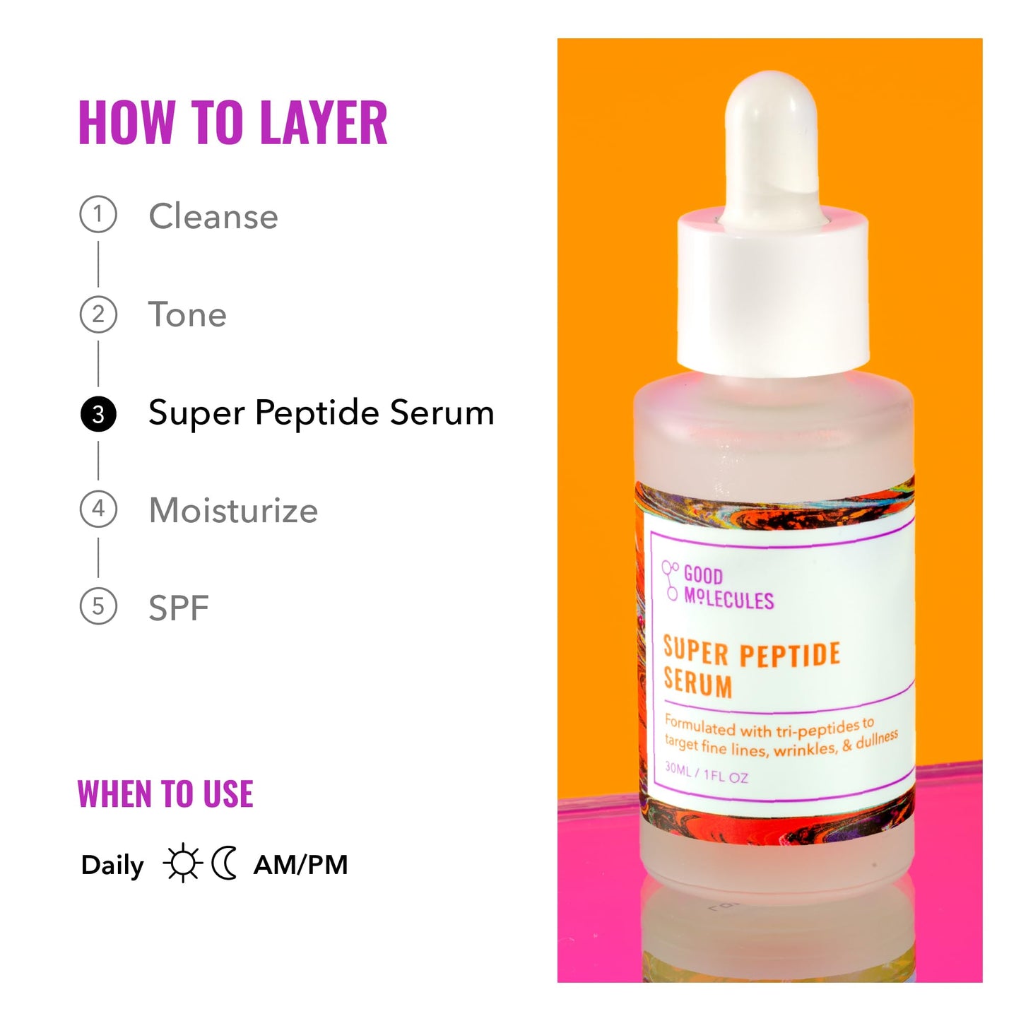 Good Molecules Super Peptide Serum - Anti-aging Facial Serum with Peptides and Copper Tripeptides to Plump and Firm