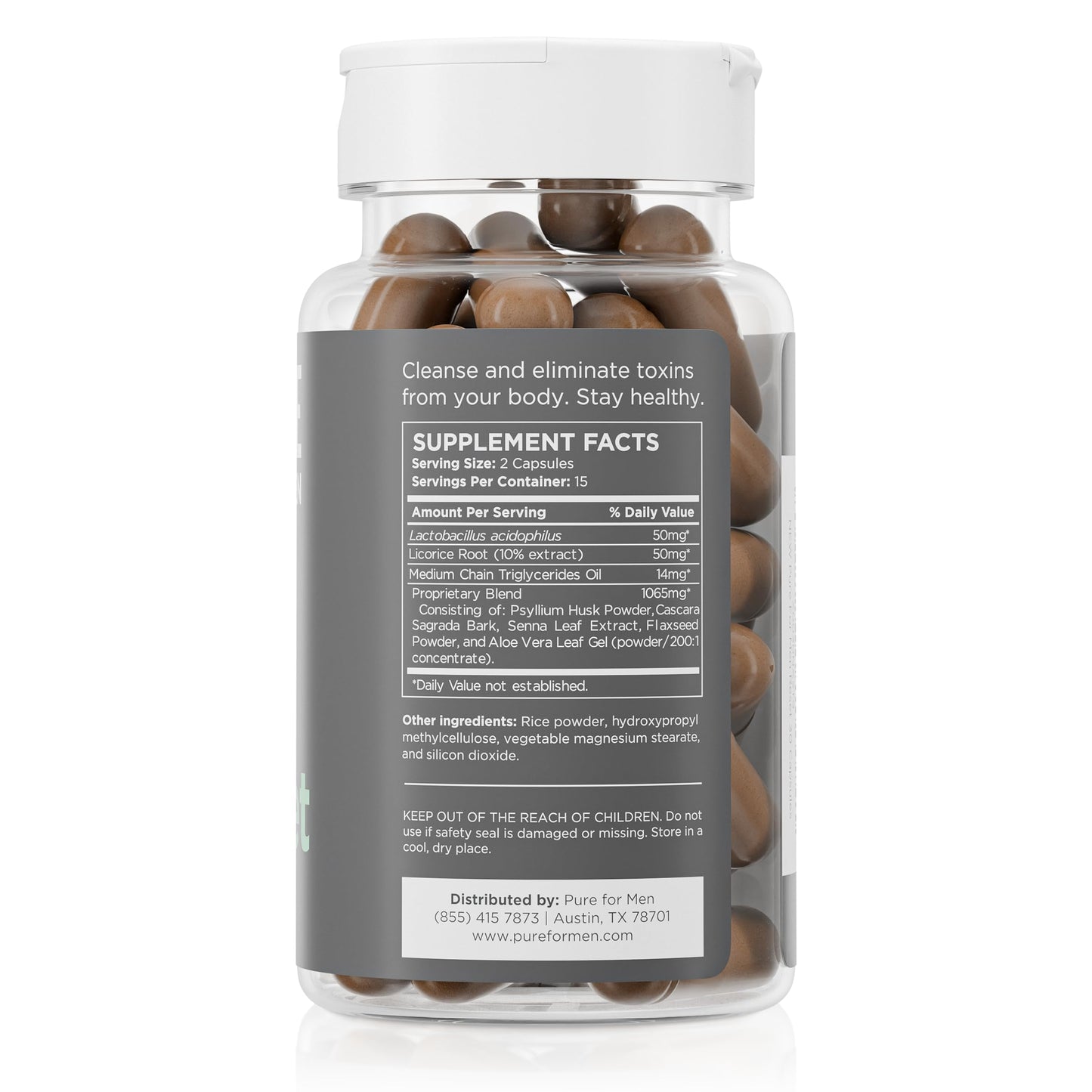 Pure for Men Detox Supplement, Reset | Promotes Digestive & Gut Health, Helps Remove Toxins & Supports Immune System, Colon Cleanse | 30 Capsules