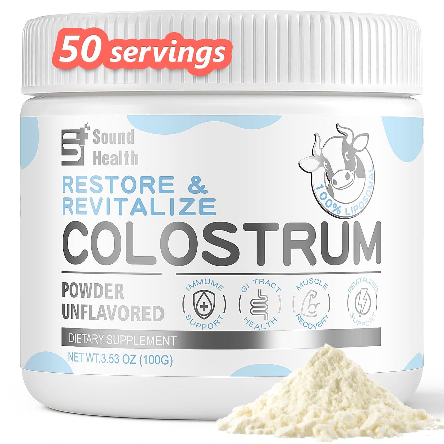 Colostrum Supplement Powder for Humans - Organic Bovine Colostrum Supplement for Gut Health, Hair Growth, Beauty,
