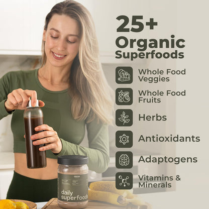 Greens Superfood Powder – USDA Organic Chocolate Flavor Cleanse & Detox Smoothie Mix – Digestive Enzymes, Immune Support, Bloating Relief, Vegan