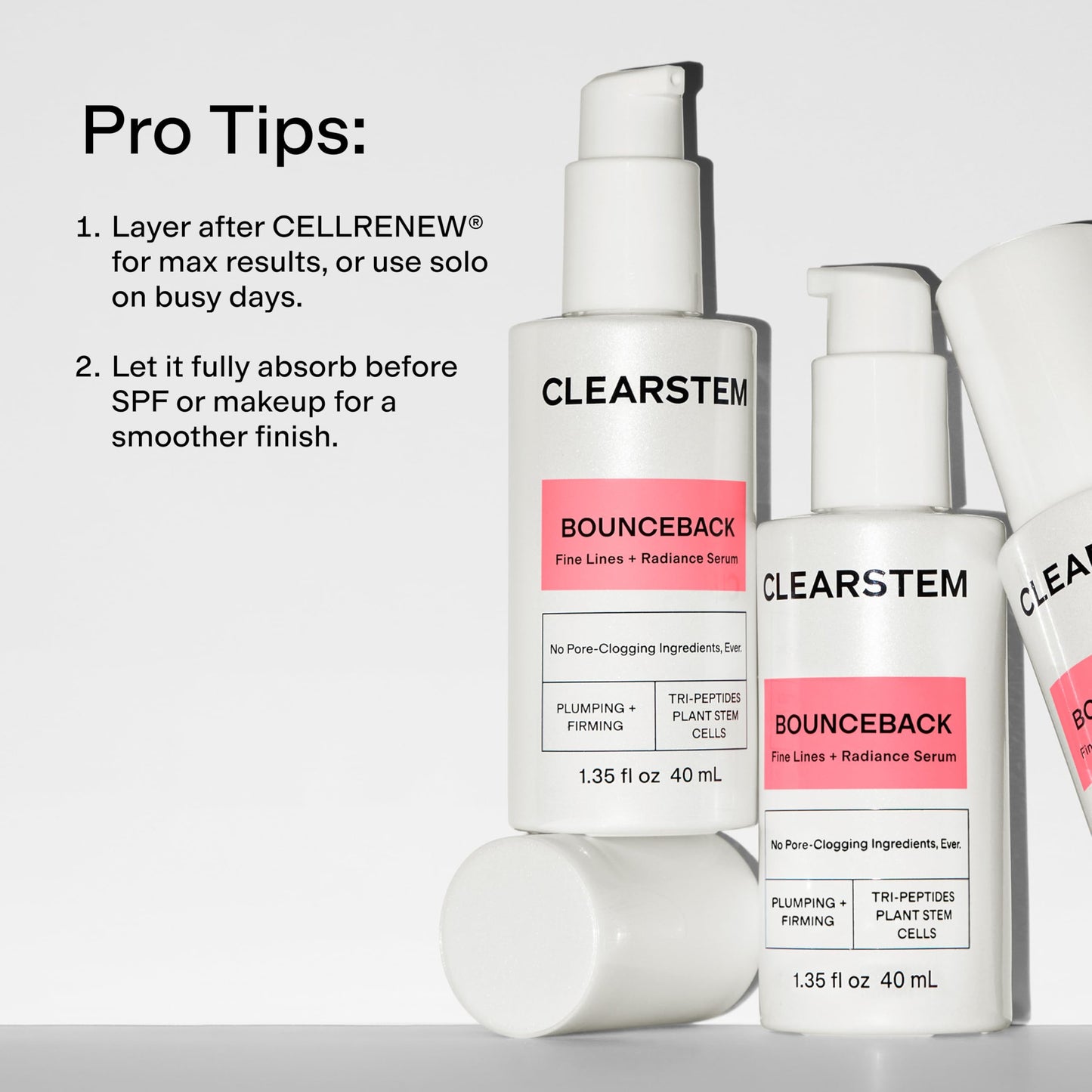 CLEARSTEM BOUNCEBACK Radiant Facial Serum - Peptide Serum for Hydration & Smooth-Looking Skin with Tri-Peptides and Mango Fruit Extracts