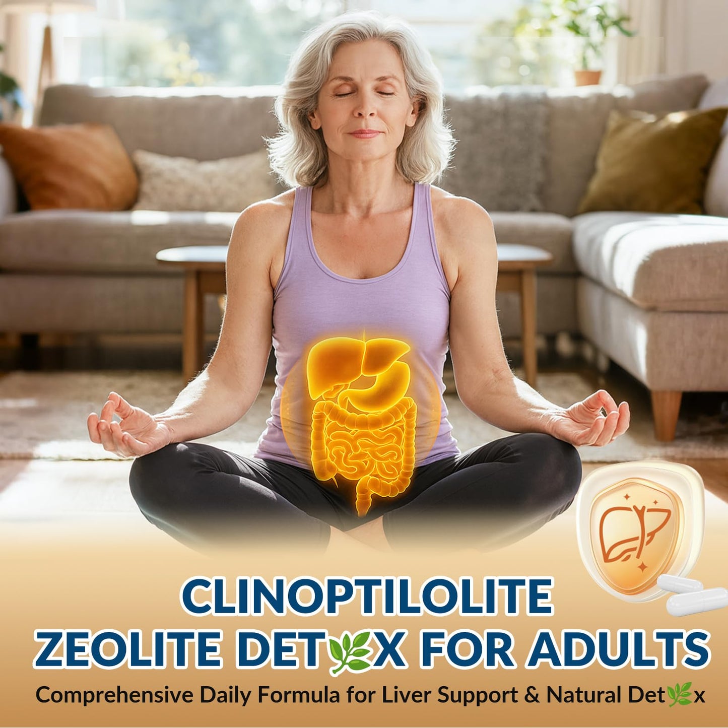 GZ HAOYUAN Zeolite Detox Capsules – Clinoptilolite Zeolite Supplement with Milk Thistle, Chlorella, Curcumin & PQQ for Gut, Liver & Full Body Detox Cleanse,