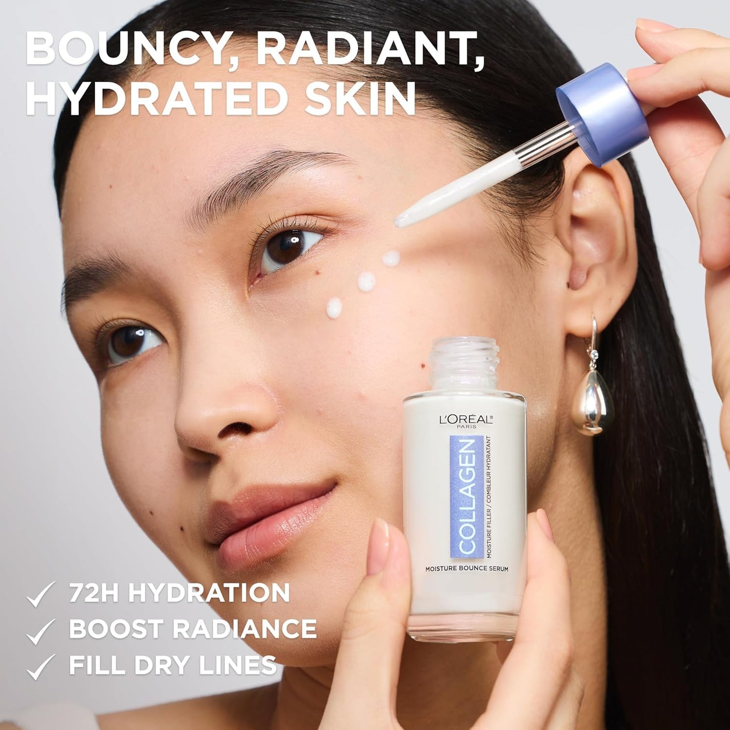 L'Oreal Paris Collagen Moisture Filler Moisture Bounce Face Serum, Glow Serum with Collagen, Glycerin, and Squalane for Bouncy