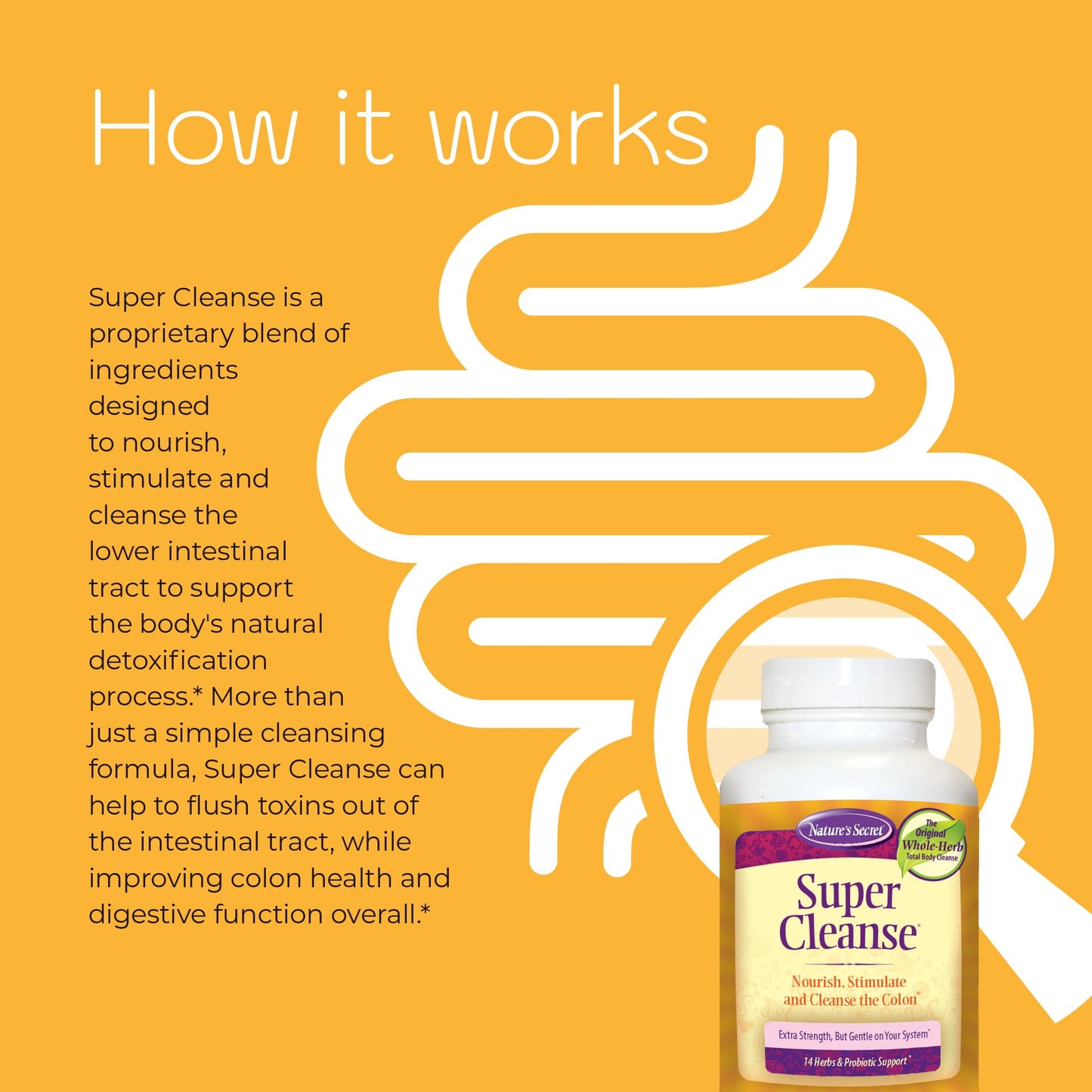 Nature’s Secret Super Cleanse - Extra Strength Colon Cleanse with 14 Herbs & Probiotic Support - Promotes Gut Health Detox Cleanse & Digestive Support