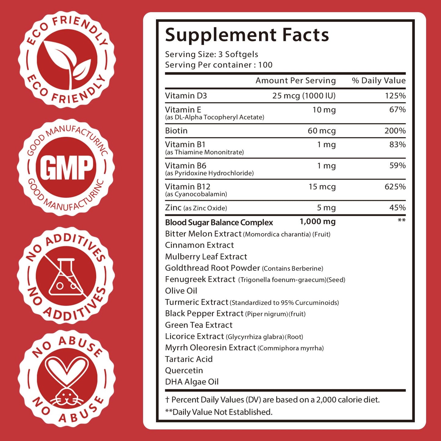 300 Softgels Blood Sugar Complex Supplement | 20+ Active Herbs-Berberine, Cinnamon, Bitter Melon, Mulberry Leaf, Fenugreek, Vitamins for Energy Level