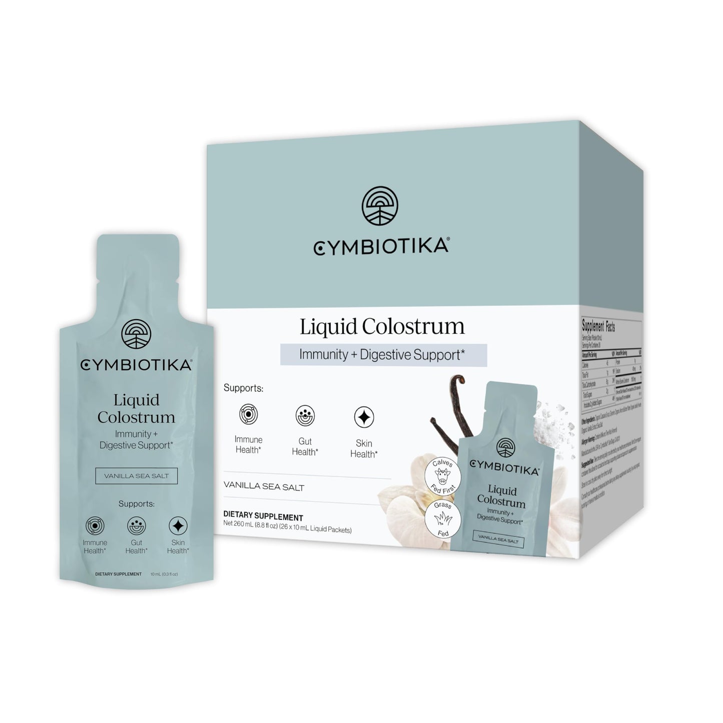 CYMBIOTIKA Liquid Colostrum, 1.5g Full Spectrum Colostrum, Grass-Fed Bovine Colostrum for Gut Health, Immune Support, Skin & Recovery