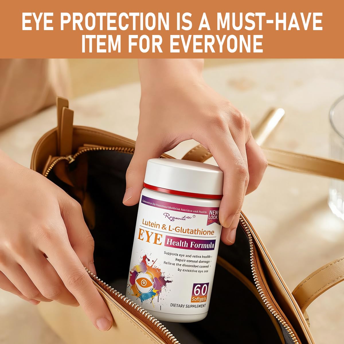 RoyaVita Lutein & L-Glutathione Softgel, Zeaxanthin Supplement with Vitamin C, Vitamin E, Supports Vision Health Care,