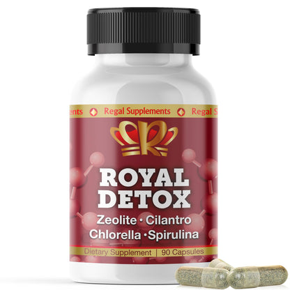 Royal Detox - All-in-One Cleanse | Zeolite, Cilantro, Chlorella, Spirulina, Apple Pectin | Full Body, Liver, Colon Detox | Supports Energy, Mood, Immunity, Gut Health,