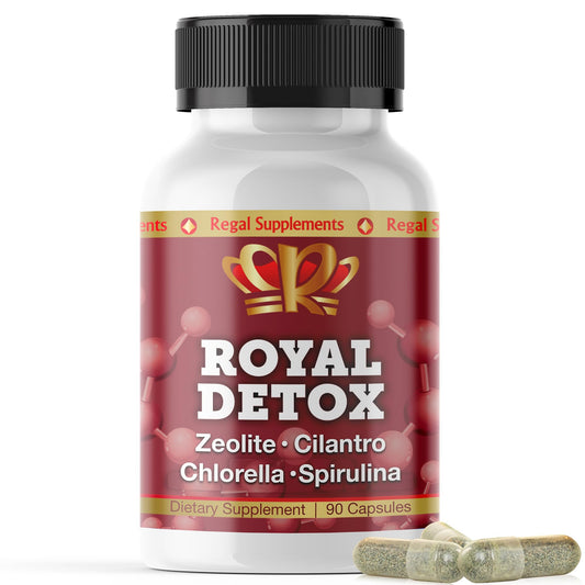 Royal Detox - All-in-One Cleanse | Zeolite, Cilantro, Chlorella, Spirulina, Apple Pectin | Full Body, Liver, Colon Detox | Supports Energy, Mood, Immunity, Gut Health,