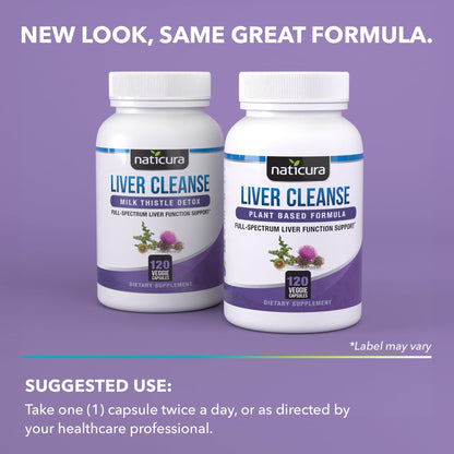 Naticura Liver Cleanse Plant-Based Formula - Vegan Full Spectrum Supplement with Milk Thistle, Vitamin C and Zinc for Liver Function and Immune Support - 120 Capsules
