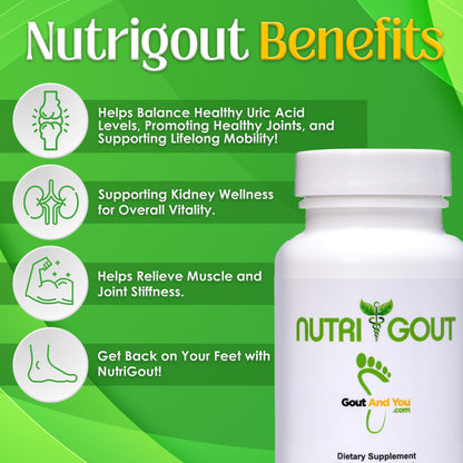 NutriGout Uric Acid Cleanse Supplement w/Turmeric, Celery Seed, Bromelain, Milk Thistle, Dandelion and Chanca Piedra,