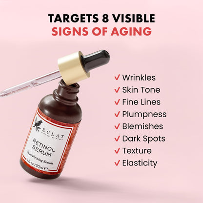 Eclat Skincare Renewing Retinol Serum for Face - Anti Aging Serum with Hyaluronic Acid & Aloe Vera – Hydrates and Improves the Signs of Aging