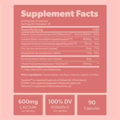 sapling Calcium Supplement - Whole Food with Vitamin K2 & D3, Magnesium, Zinc, Boron, Mineral Complex. Sourced Sustainably from Red Algae. for Bone Strength
