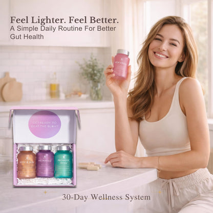 Bloat No More Sexy & Trim Wellness Kit for Women – 3-in-1 Gut Health, Metabolism & Bloating Relief Bundle – Probiotic, Thyroid Support