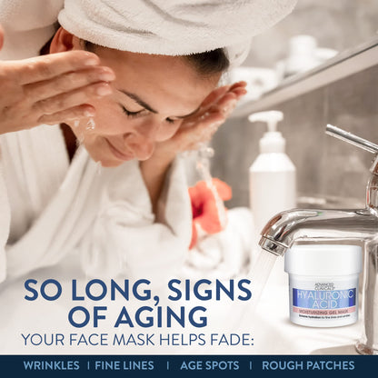 Advanced Clinicals Hyaluronic Acid Gel Facial Mask Skin Care Treatment, Brightening, Hydrating Anti Aging Face Mask & Moisturizer Helps Transform Dry Skin W/Collagen